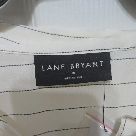 Lane Bryant Cream Striped Button-Up Dress - Picture 4 of 7